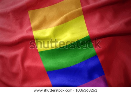 waving colorful rainbow gay pride flag banner