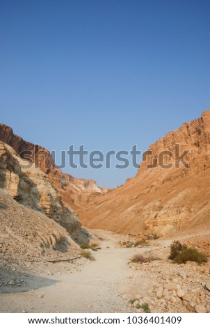 Vertical picture of the mountain and cable car to the fortress in Massada in Israel