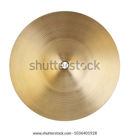 Backside of small cymbal isolated on white background Royalty-Free Stock Photo #1036401928
