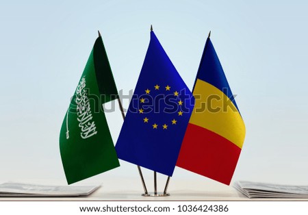 Flags of Saudi Arabia European Union and Romania