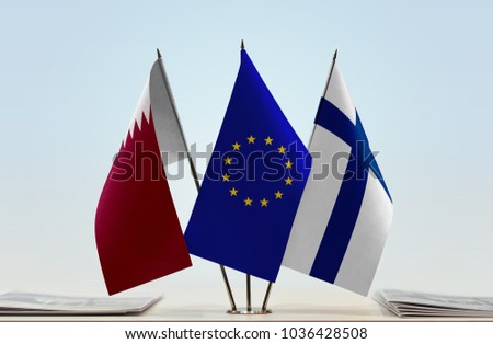 Flags of Qatar European Union and Finland