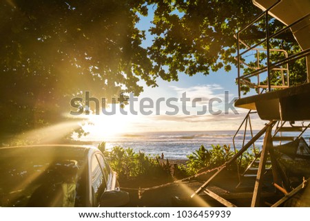 Oceanside before sunset at Kauai island, Hawaii