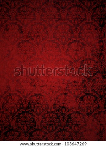 red grunge seamless ornamental wallpaper, floral pattern