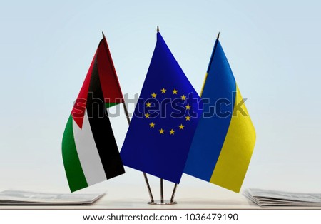 Flags of Jordan European Union and Ukraine