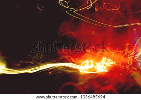 Abstract Light Trails at Night. Blurry colorful of motions lights graphic design.