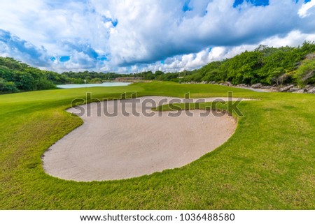 Sand bunkers at the golf course.