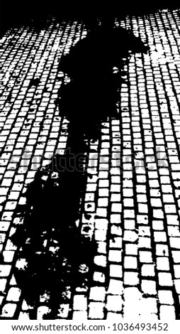 Tiles. Black & white backdrop. Dimensional vector background. Flooring, distressed texture.