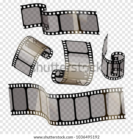 old film strip with transparency on a transparent background in 3d. Vector illustration 10 EPS.stampunk style