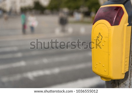 Crosswalk button for pedestrian with light warning