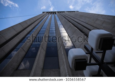 Looking up at a skyscraper in Denver Colorado