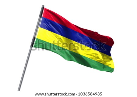 Mauritius Flag waving against white background stock image