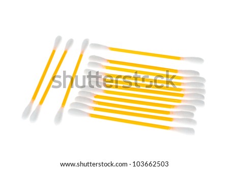 Yellow cotton swabs isolated on the white background