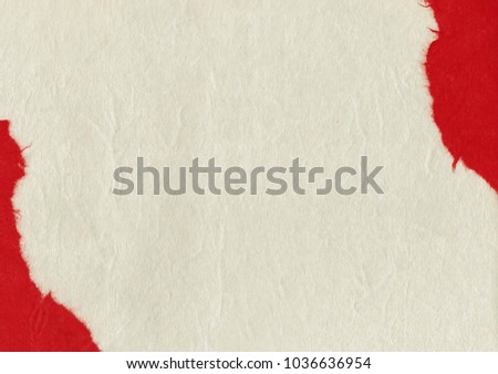 Beige and red teared Japanese blank paper background