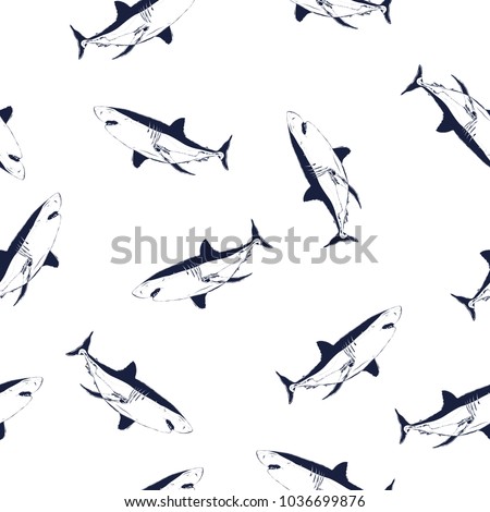 Hand drawn shark seamless pattern and background design for printing, Graphic t shirt & Printed t shirt