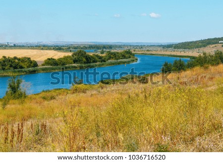 Summer Southern Bug river lowland near Rakove (river crayfish in translation from the Ukrainian language) village, Mykolaiv Region, Ukraine.