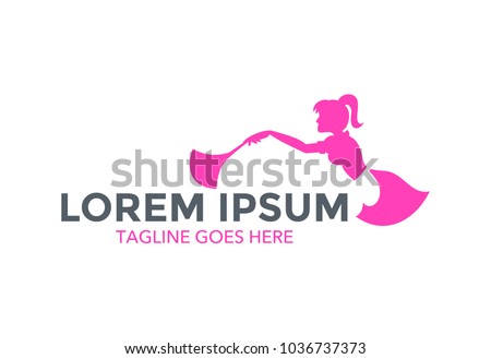 unique maid logo. cleaning service. house maid. vector illustration Royalty-Free Stock Photo #1036737373