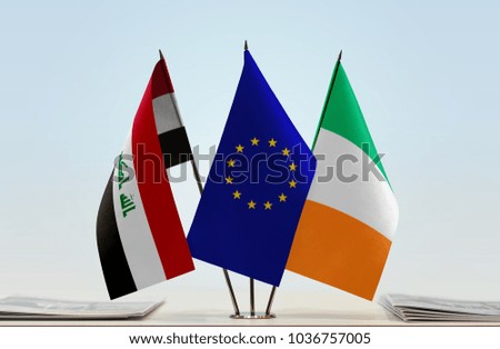 Flags of Iraq European Union and Ireland