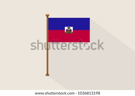 Haiti flag with flagpole,vector illustration