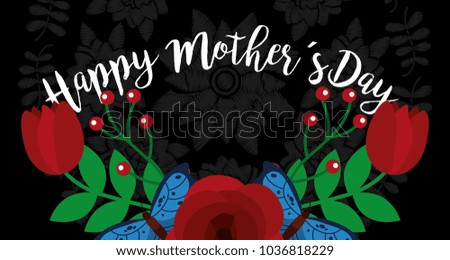 happy mothers day flowers decoration black background card