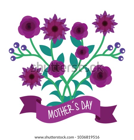 violet flowers and branches natural mothers day banner