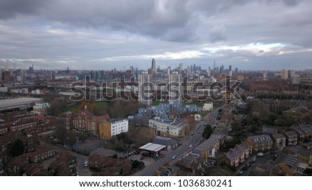 Aerial image of Wandsworth and Battersea in South West London, England.
