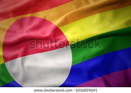 waving greenland colorful rainbow gay pride flag banner