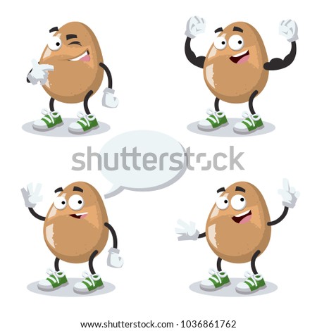 set of cartoon egg mascot on white background