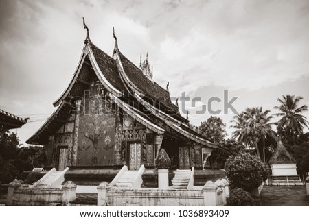Old picture Wat Xieng Thong - Buddhist temple in Luang Prabang.