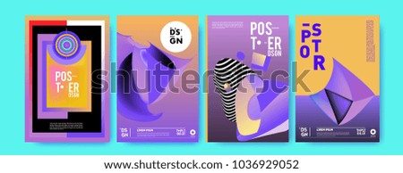 Abstract colorful collage poster design template. Cool geometric and fluid cover design. Blue, red, orange, pink and green background. Vector banner poster template in Eps10.


