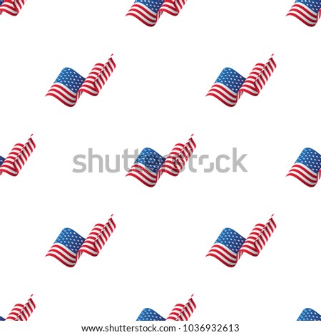 Seamless pattern with waving flag. USA flag. Vector illustration.