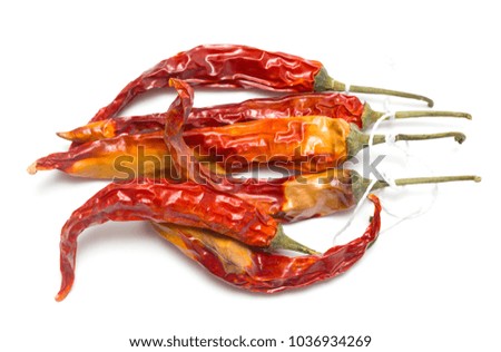 red chile pepper dry on white background