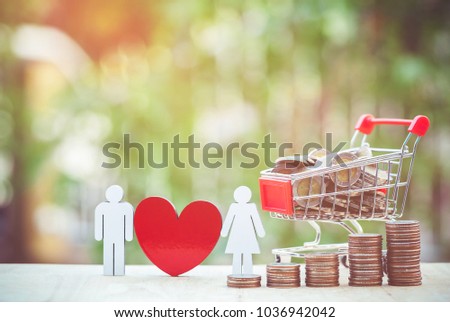 Shopping cart full of money (Thai Bath). Multi currency basket, business, finance, economy concept.selective focus.