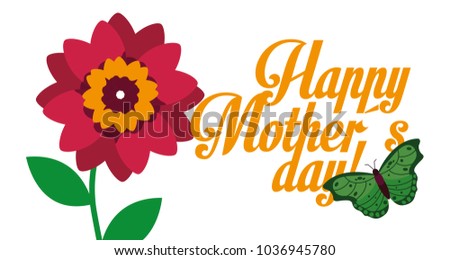red flower butterfly decoration banner happy mothers day