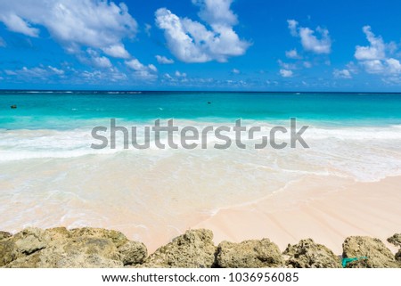 Crane Beach - tropical beach on the Caribbean island of Barbados. It is a paradise destination with a white sand beach and
