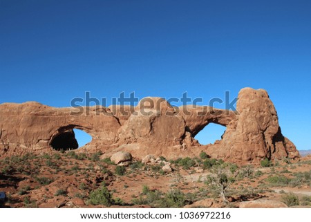 Arches National Park is a United States National Park in eastern Utah. The park is adjacent to the Colorado River, 4 miles (6 km) north of Moab, Utah. It is home to over 2,000 natural sandstone arches