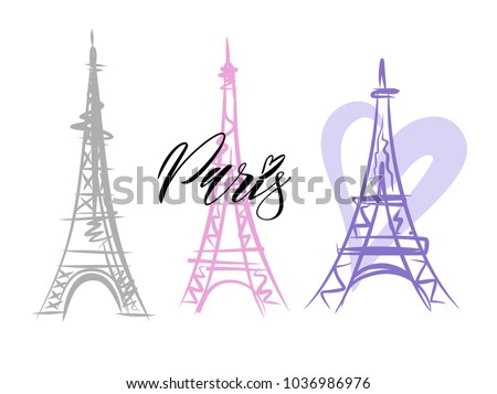 Vector of a Paris Eiffel Tower Icon. Hand drawn