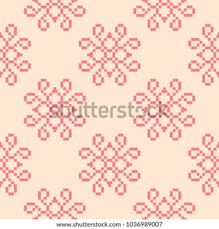 Red flower elements on beige background. Seamless pattern for textile and wallpapers