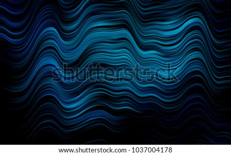 Dark BLUE vector pattern with bent ribbons. Blurred geometric sample with gradient bubbles.  Marble style for your business design.