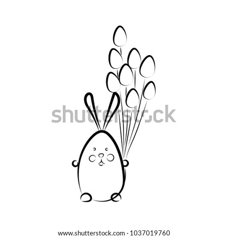 Easter rabbit. Cute Easter banny. Isolated element on white background. Holliday symbol. Cartoon element for cards. Vector illustraion.