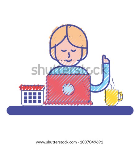 Woman and laptop design