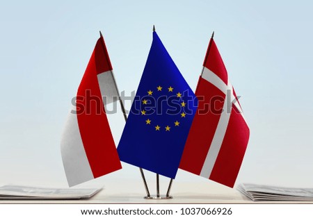 Flags of Indonesia European Union and Denmark