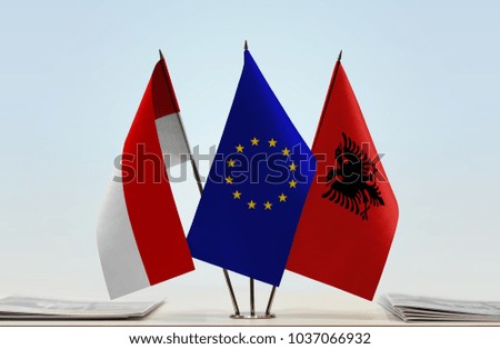 Flags of Indonesia European Union and Albania