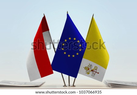 Flags of Indonesia European Union and Vatican City