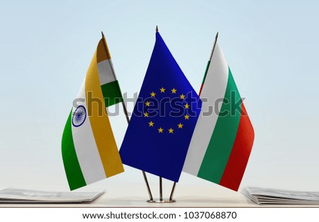 Flags of India European Union and Bulgaria