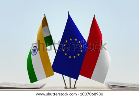 Flags of India European Union and Monaco