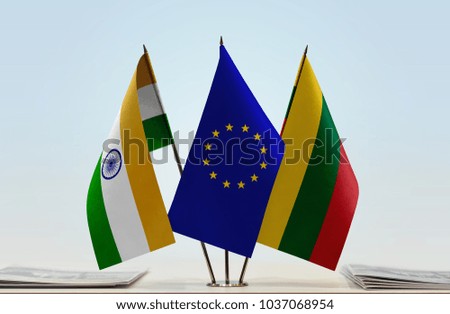 Flags of India European Union and Lithuania