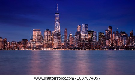Night Skyline of New York City, USA. 