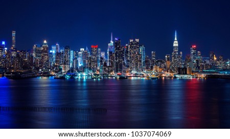 Night Skyline of New York City, USA. 
