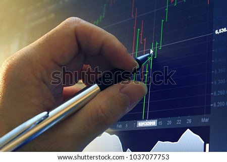 Trader point pen on barchart trading screen