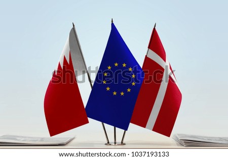 Flags of Bahrain European Union and Denmark